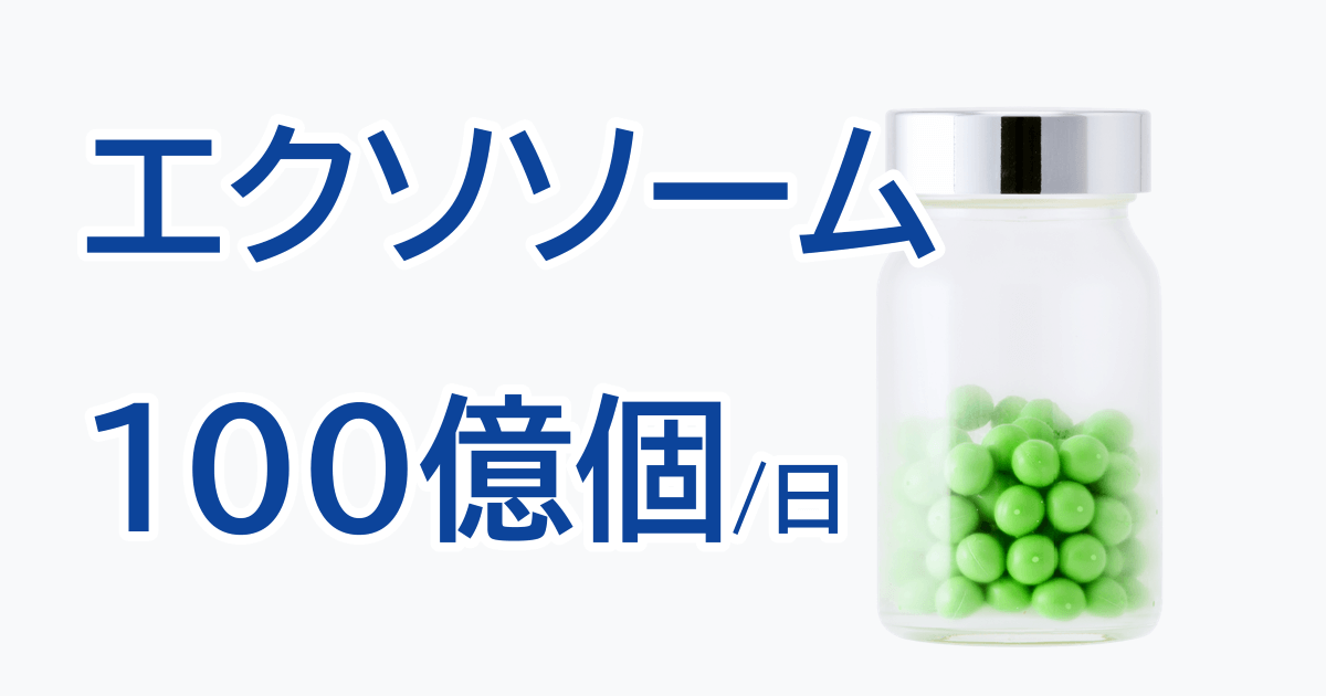 エクソソーム原料100億個/日と、エクソソーム産生促進素材UNIFINE配合サプリメント